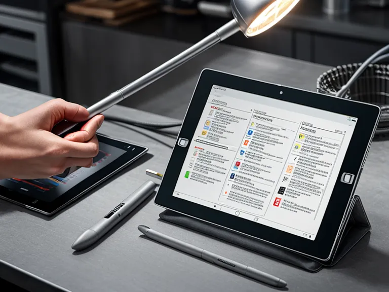 Tablet mit einer KI-Act-Schulung-Checkliste für die Lieferketten-Compliance neben einem Bauteil in der Fertigungshalle eines Automobilzulieferers